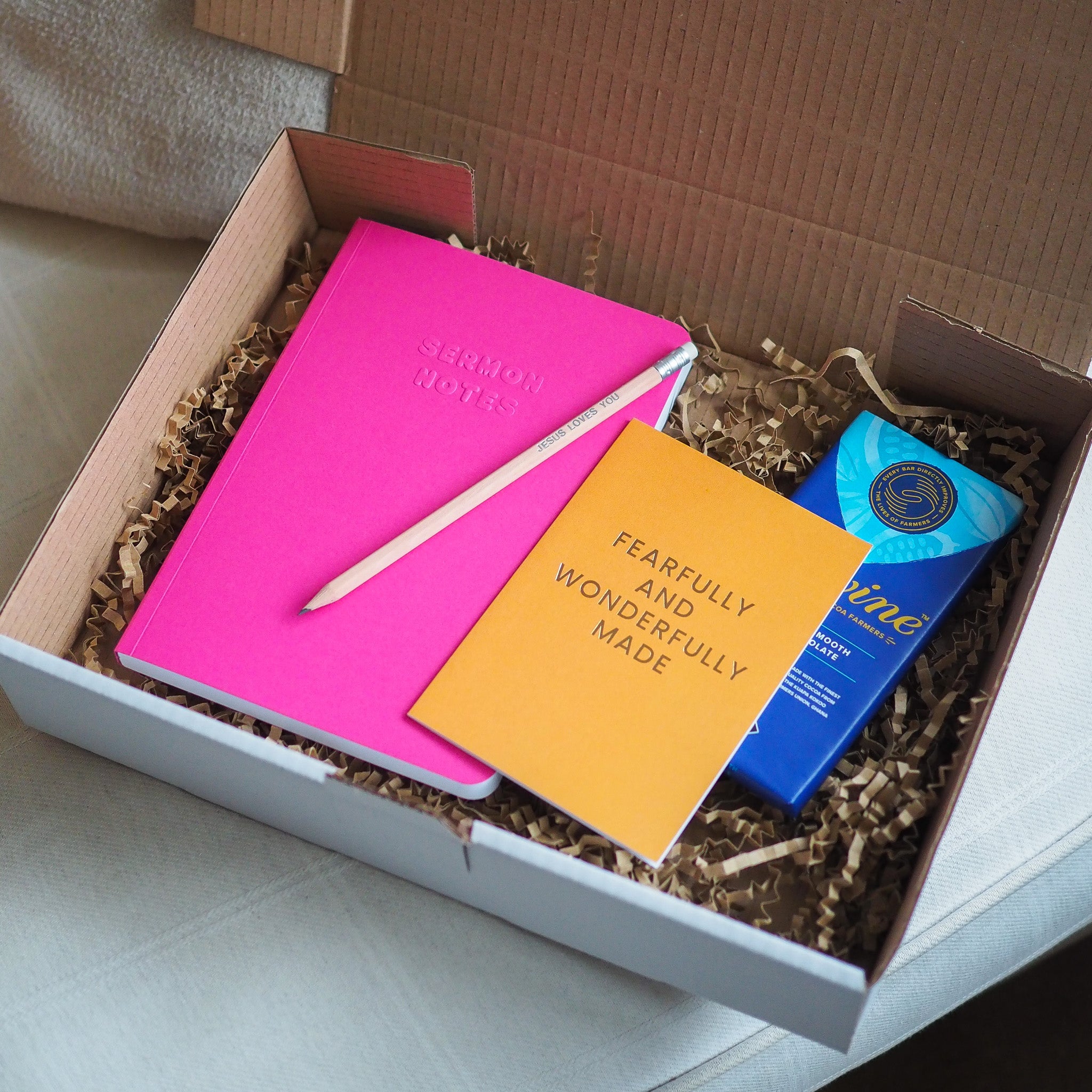 Christian Gift Box | Sermon Notes, Card, Pencil and Fairtrade Chocolate