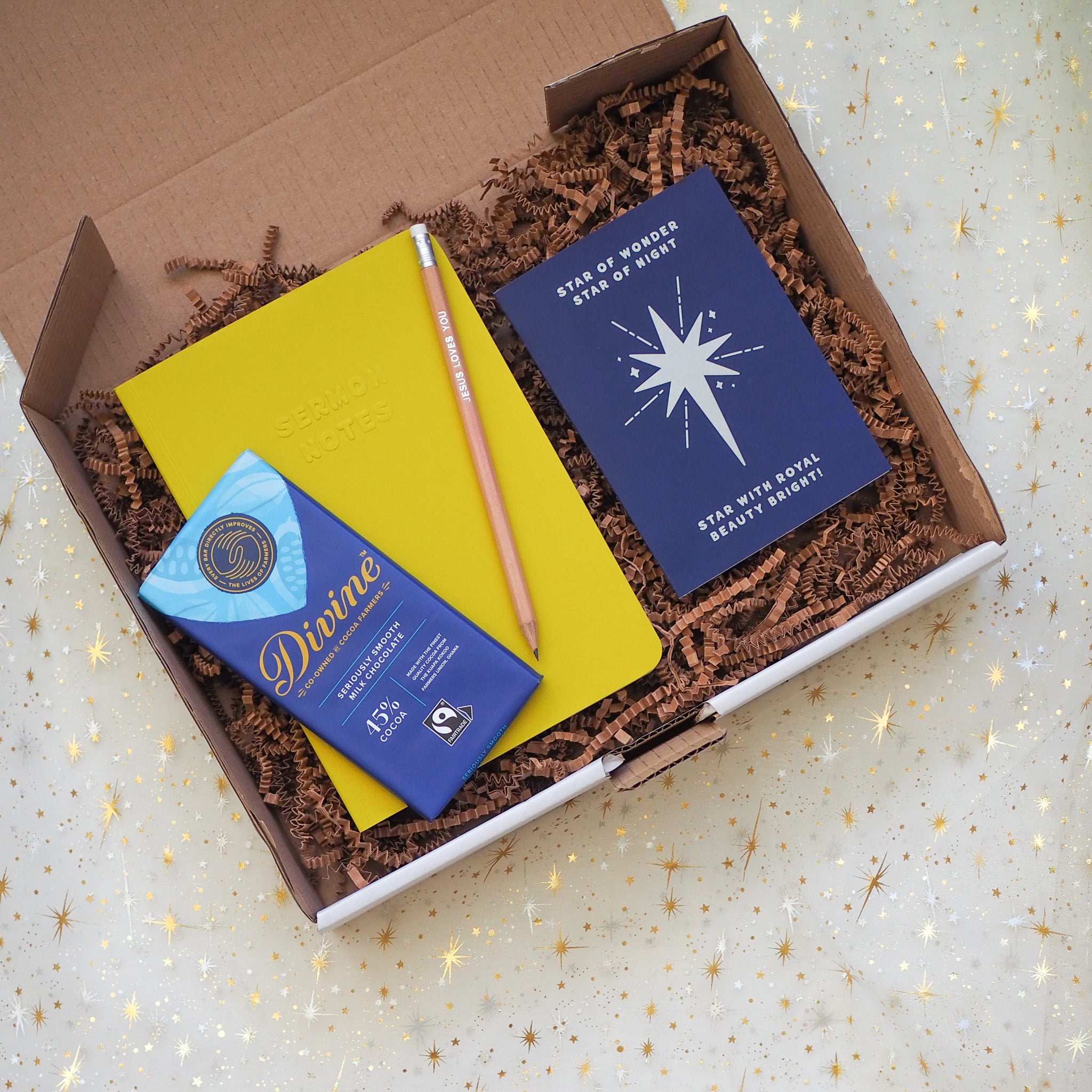 Christmas Gift Box | Sermon Notes, Christmas Card, Pencil and Fairtrade Chocolate