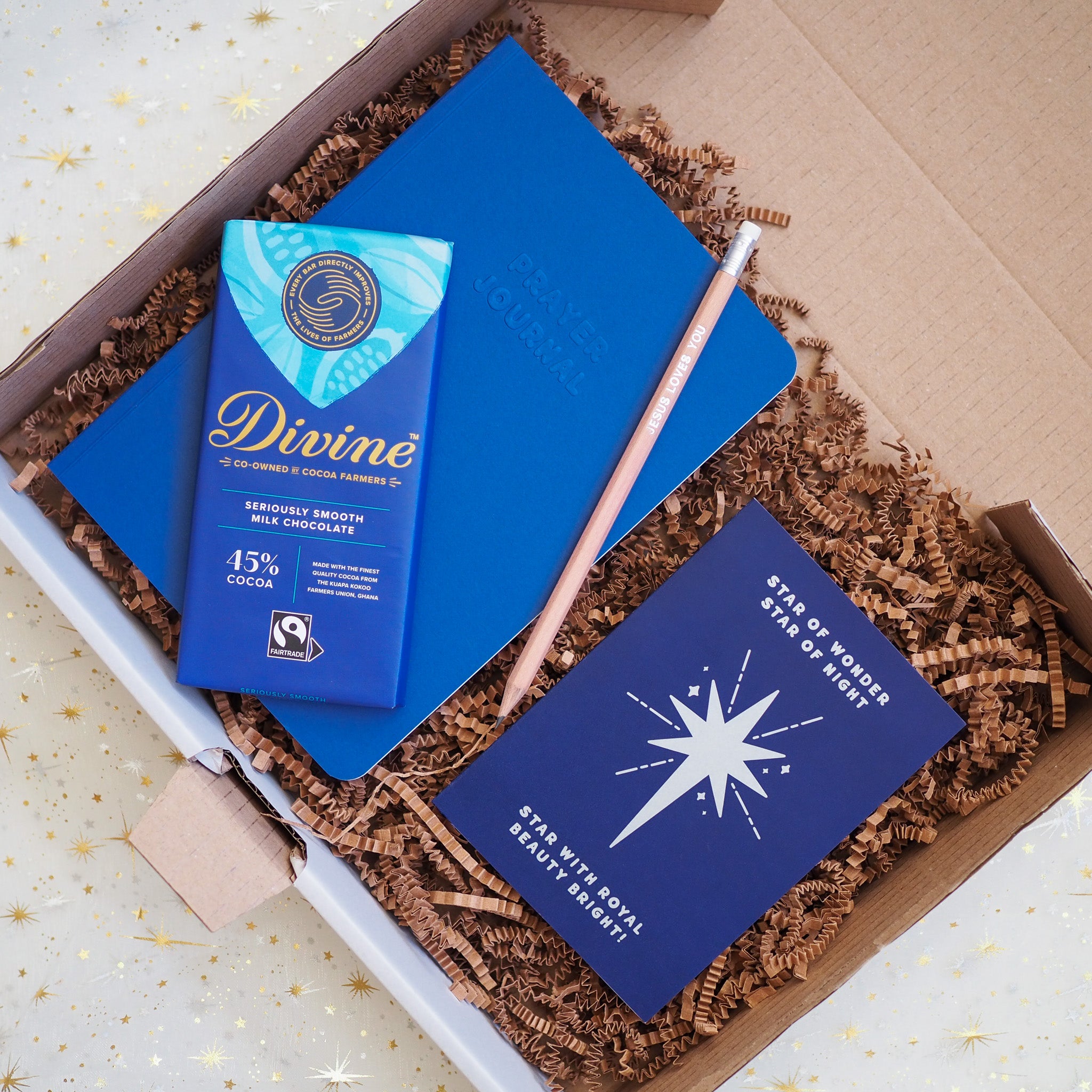 Christmas Gift Box | Prayer Journal, Christmas Card, Pencil and Fairtrade Chocolate